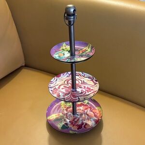 Cost Plus World Market Floral Tiered Stand - Purple and Red